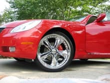 Left Front Corner - Painted Calipers Drilled and Slotted Rotors