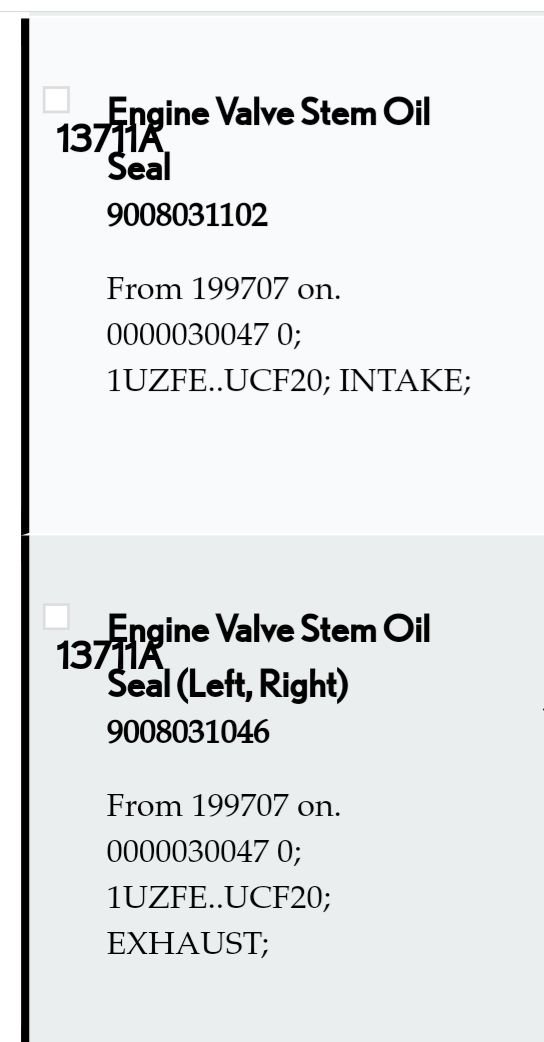 What is visual difference between intake and exhaust valve stem seals