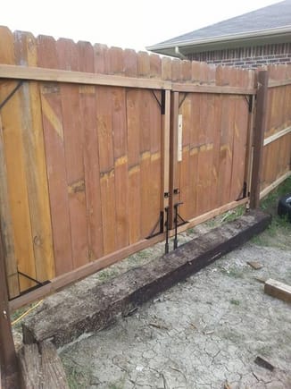The idea is to bring in gravel and fill in the entire area so the gravel will be just under the lower edge of the gate.