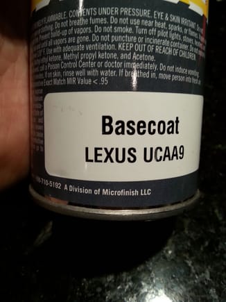 Cladding Basecoat labeled with OEM color code.