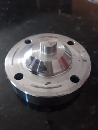 Top view of spacer.
Machined to precision fit the fan clutch.