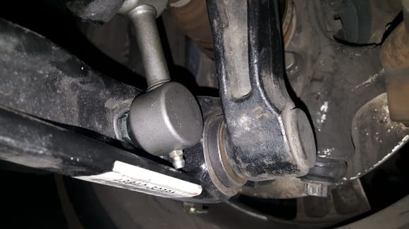 After all my struggles with the sway bar I notice this!  I unscrewed the zerk fitting. Then I sealed the hole with rtv. Luckily I had shot them full of grease before starting this project.
