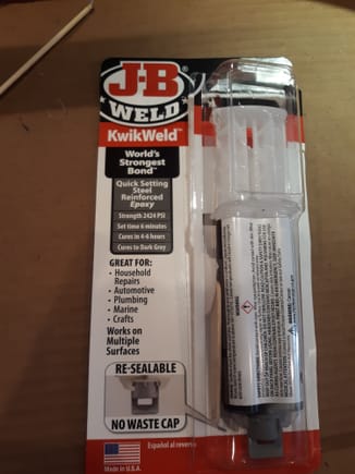 JB Weld used. Am letting it cure for several days  before reassembling to door frame.