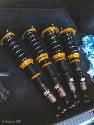 ISC Coilovers 18/14 spring rates. $850 shipped lifetime warranty they also offer a piston cup with a tank to have a small lift at a flip of a switch kinda like supercars have. 