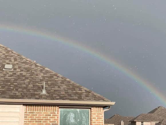 My wife captured the Hail in a rainbow pic