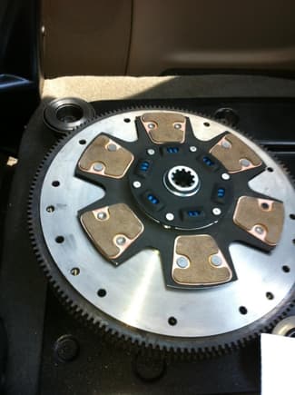 new flywheel and custom High Performance clutch, ceramic puck, 2800lbs clamping force