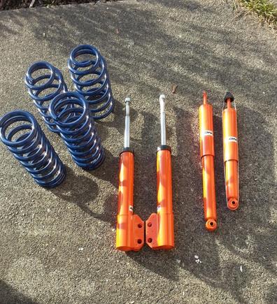 New suspension! SR lowering springs, 1.5&quot; drop, and KONI STR.T front struts and rear shocks!