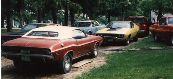 My driveway in the mid 80's . Did I mention we were heavy into the Mopars.