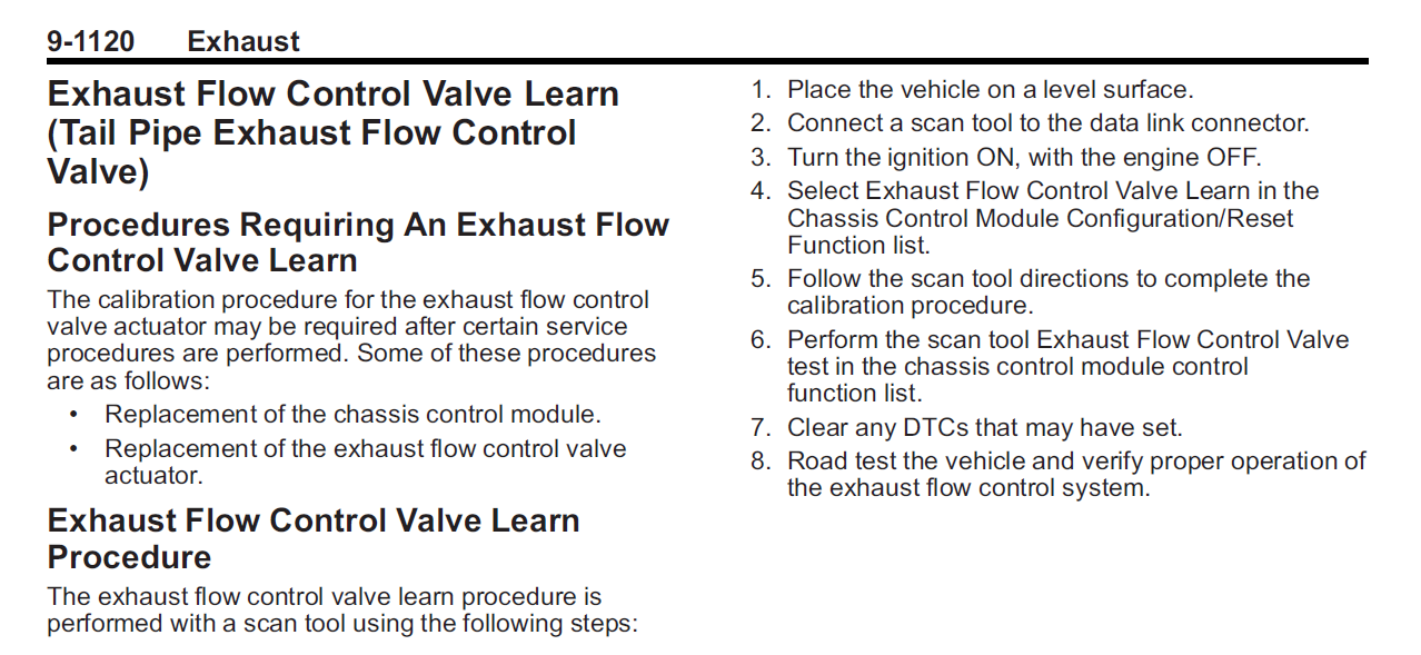 '19 C7GS Active Exhaust Squeak open/close (valve failure