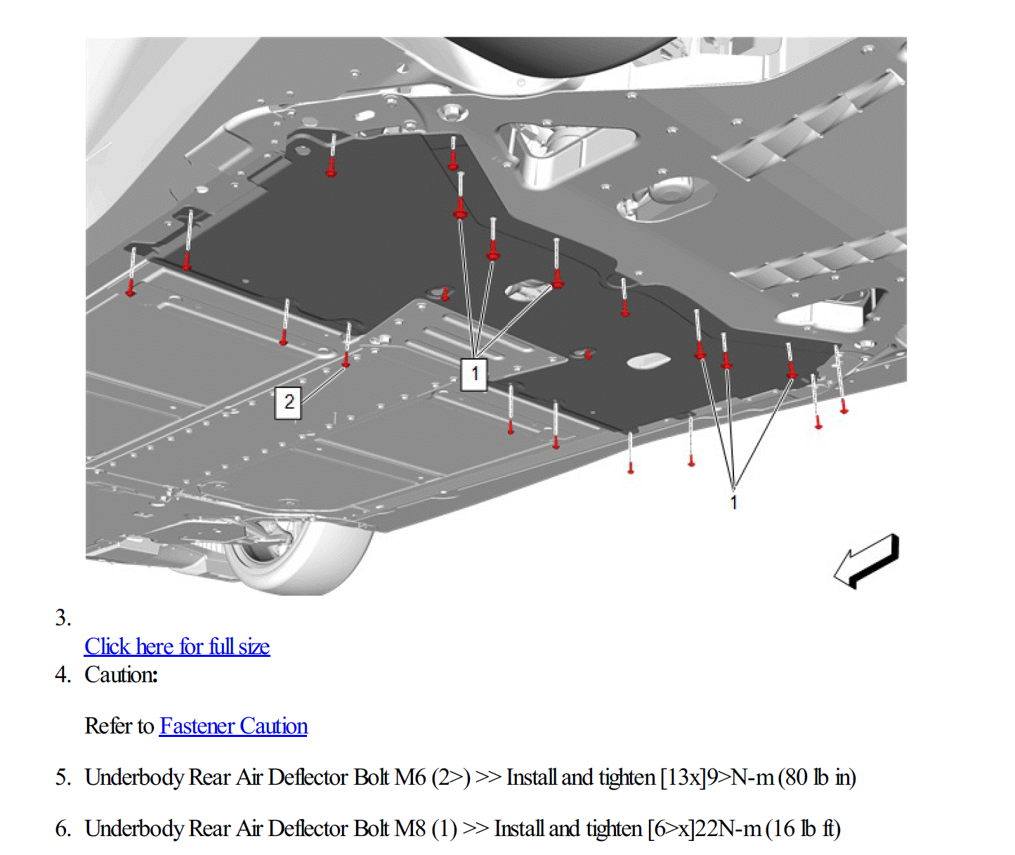 Underbody Rear Air Deflector GM (85518981) Installation Torque Specs