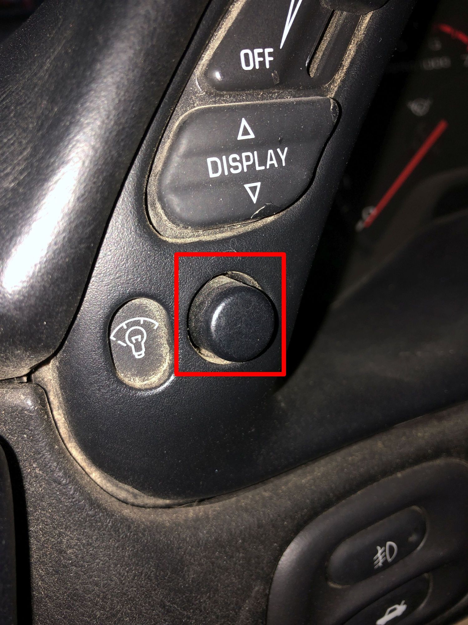 Found at the left side of the dash, slightly above the trunk open button
