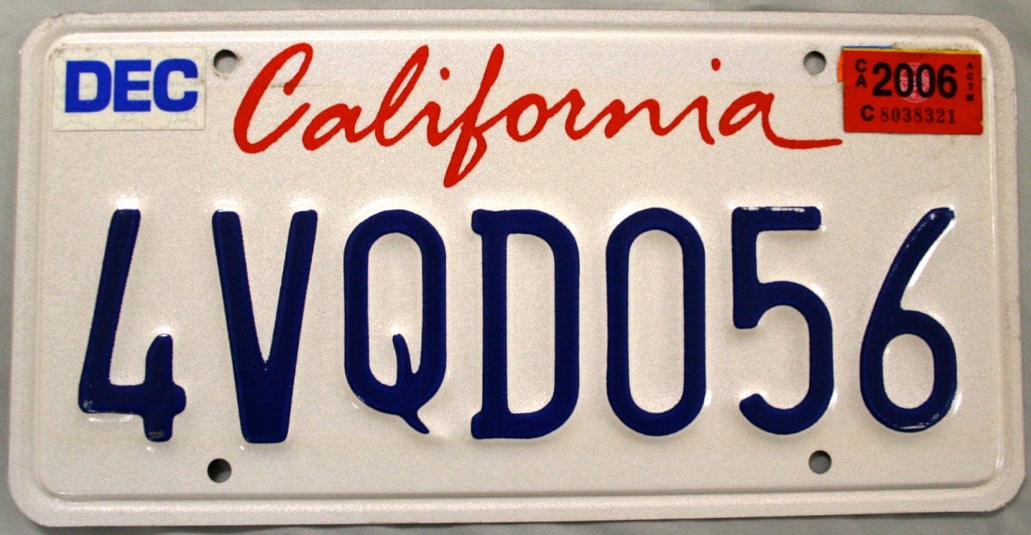 vin number look up by california license plate