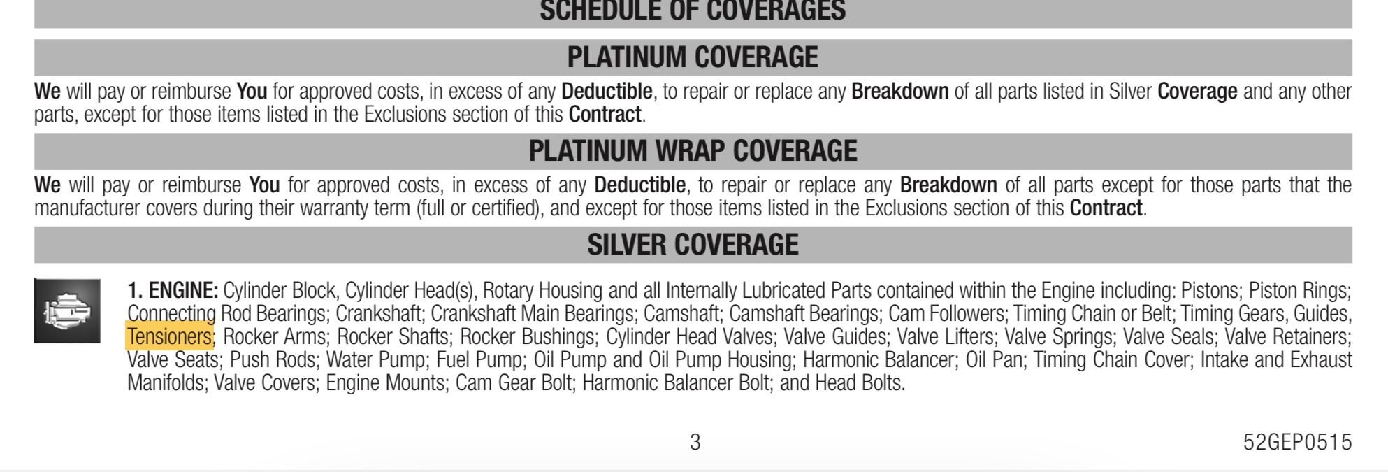 Is a leaking Drive Belt Tensioner Assembly Covered under GM Extended