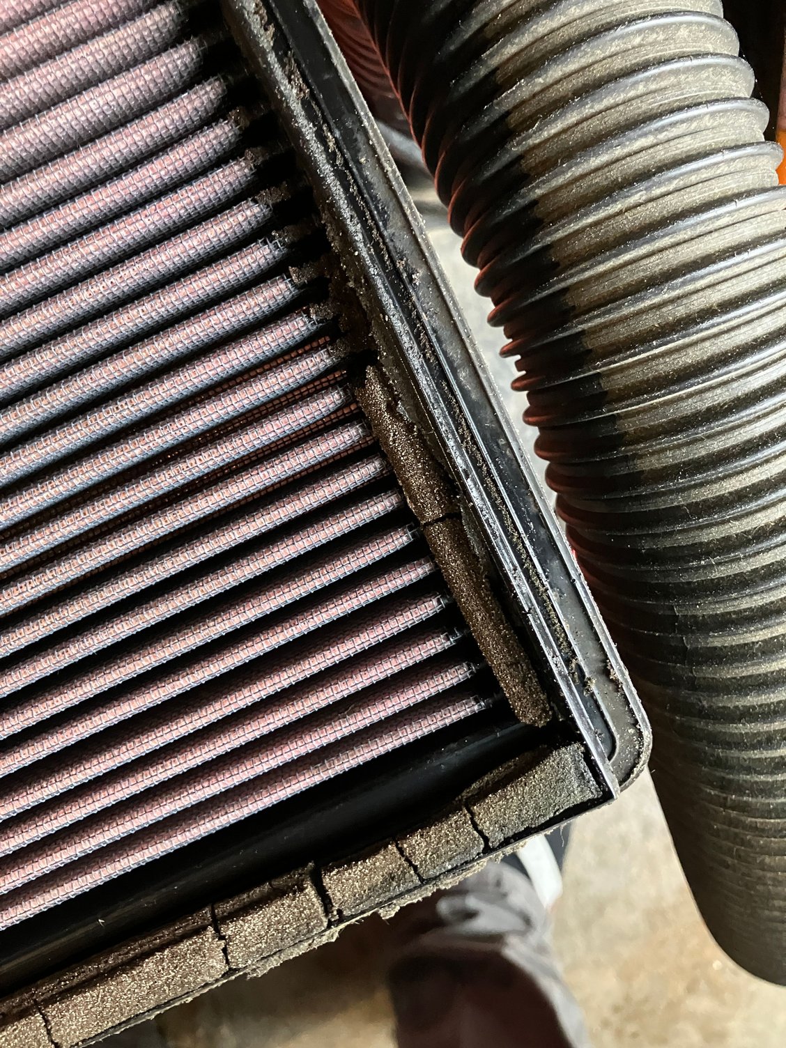 Degraded foam around edge of K&N filter. 