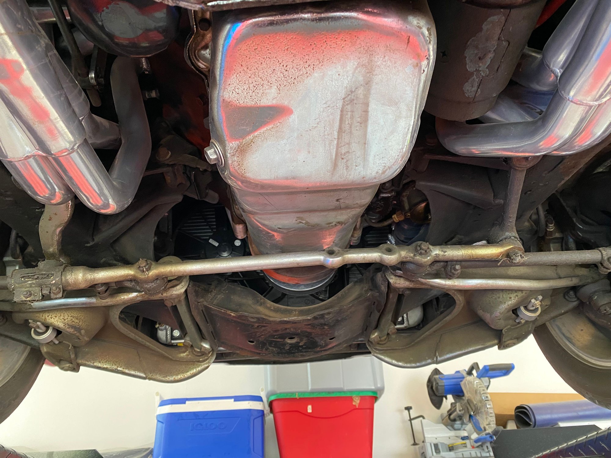 So far the chrome parts include: front upper and lower control arms including the cross shafts, relay rod, pitman arm, steering column mast, bell housing, half shafts, diff snubber bracket, diff crossmember, 