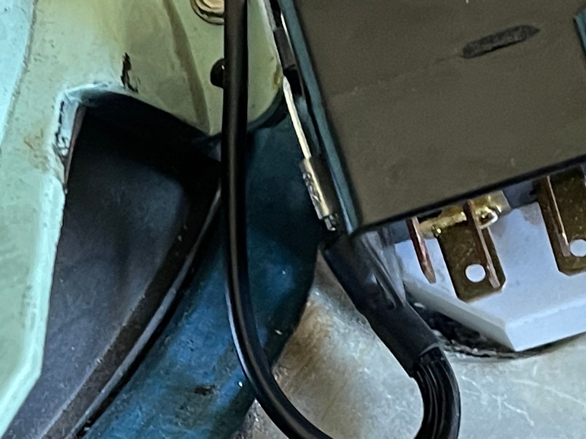 New female-spade terminal on headlamp switch. 