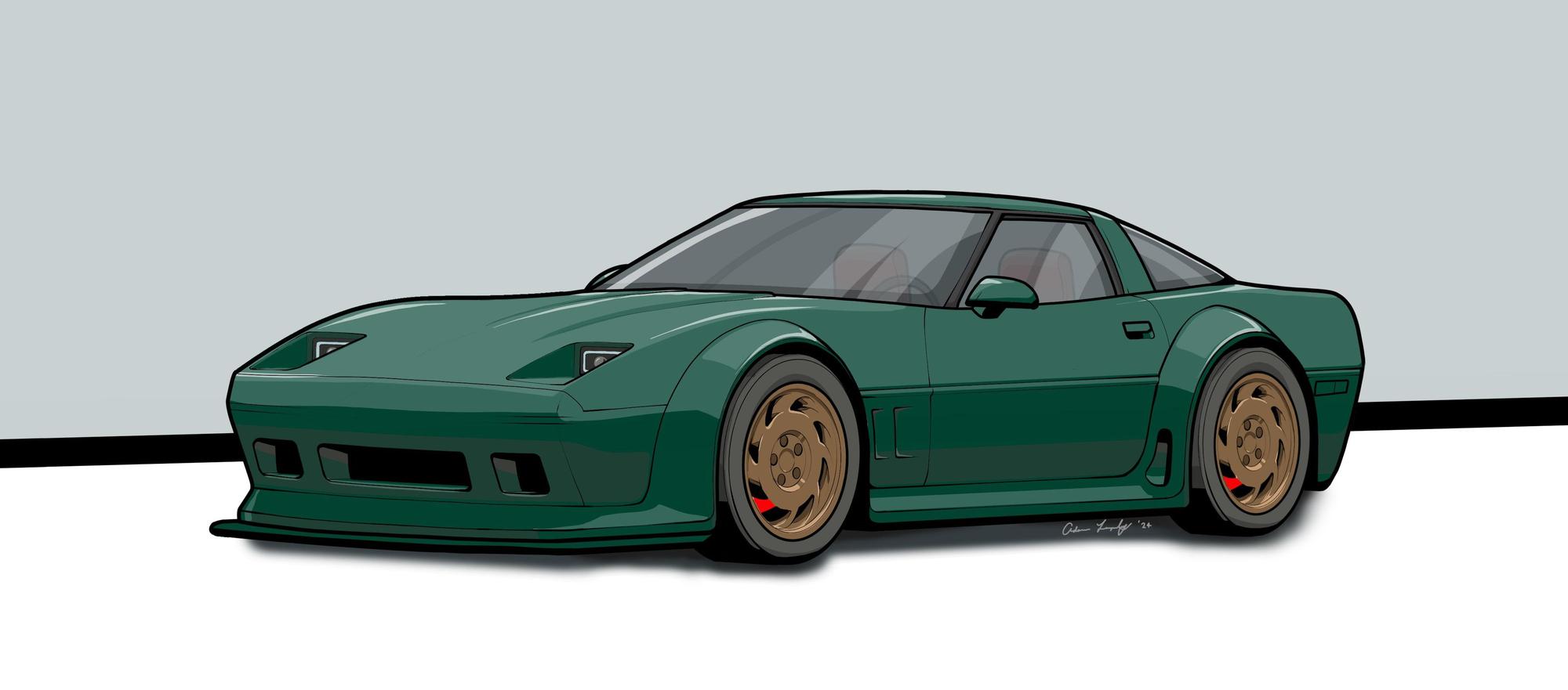 deep green with burnt bronze wheels