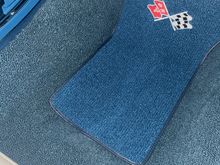 The floor mat matches the new carpet I ordered, but it does not match the existing color. I also painted the radio side panel the new blue that is not correct.