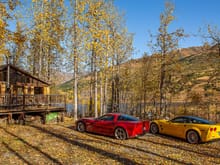 My Grand Sport and my brothers ZR1 at the cabin last fall.