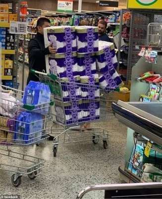 American supermarket shelves are stripped bare in
