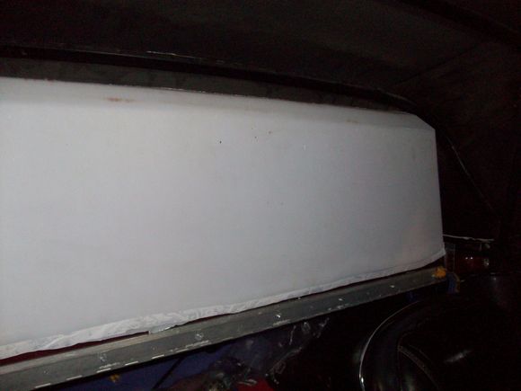 Top up and wind screen up. Inside view.