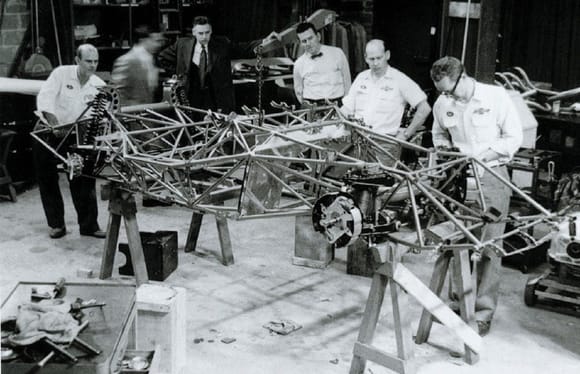 Duntov's SS chassis (a copy of the 55 Mercedes SLR) 4 chassis were built and Mitchell used one for his Stingray. 