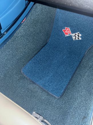 The floor mat matches the new carpet I ordered, but it does not match the existing color. I also painted the radio side panel the new blue that is not correct.