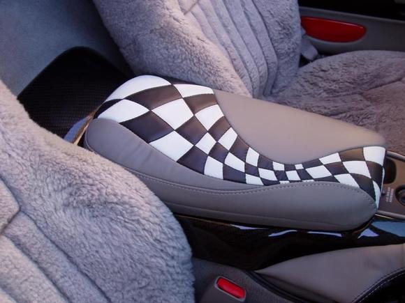Carbon Fiber Lower counsil and custom arm rest in  pewter leather/finish line flag without logos