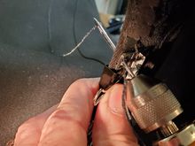 Sewing plastic to cloth top. YouTube has good video on how use an awl. I used a waxed thread for 60% or so of the job. Didn't like this like I thought. Switched to a finer dinier thread from Coats and Clark. Plan to redo initial sewing soon. Not looking forward to that. 