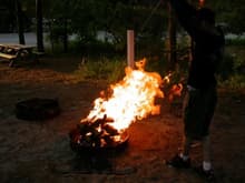 me makin a little fire for the burgers at the camp grounds