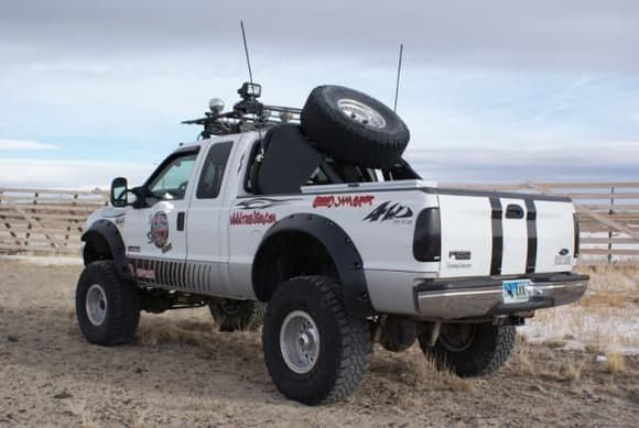 This is my ride, not just a pretty face, it has all the nessary tools for a hard core Wyoming explorer.  Including two way radio access, 150 mile CB radio with 200 watt loud PA system, Wireless remote spotlight system, 400 watt HD light bar, 150 gallon fuel system with transfer pump, 10&quot; fabtech lift, 6&quot; cut out fender flares, 10 ply pro comp 40x13.5x20 tires, lockers, custom built tire holder, onboard bluetooth access with loud talkback system (phone calls recieved within 30' of truck) overhead console with GPS log tracking and TomTom Navigation system.