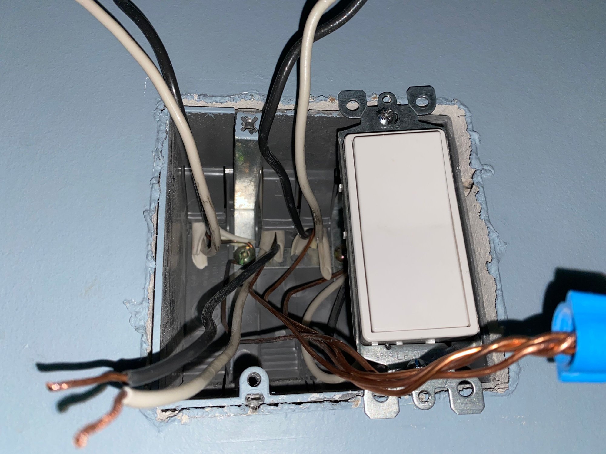 Installing light switch in box with 4 cables