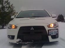 Evo X can still drive on snow even with the stock rubb 
er... S-AWC