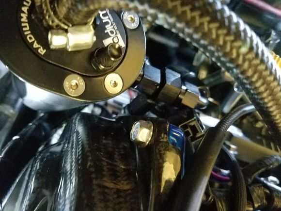 Sealed catch can with T-fitting, new oem pcv valve going to intake manifold to provide vacuum under no boost conditions.  Shuts under boost.