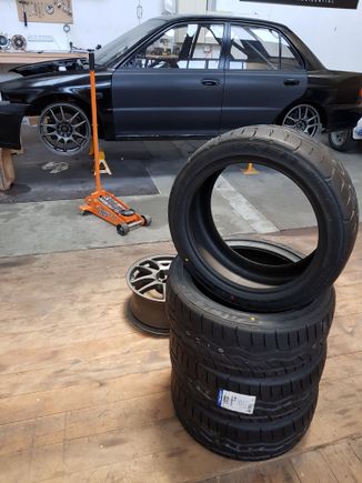 Work CR Kai 17x8 bronze rims with Falken 215/40/17 Semi Slick tyres to go on.