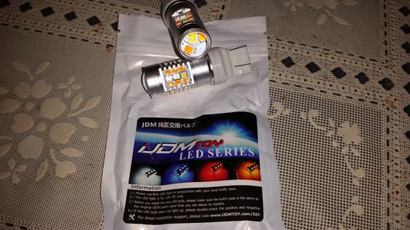 7440 LED switchback bulbs (got mine from iJDMtoy)