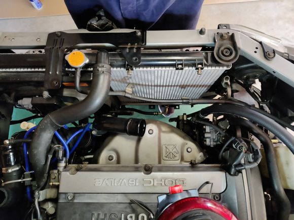 Remove the drivers side radiator fan and shroud