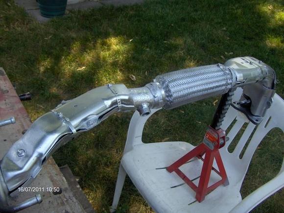 Exhaust system ready to go back under the car.