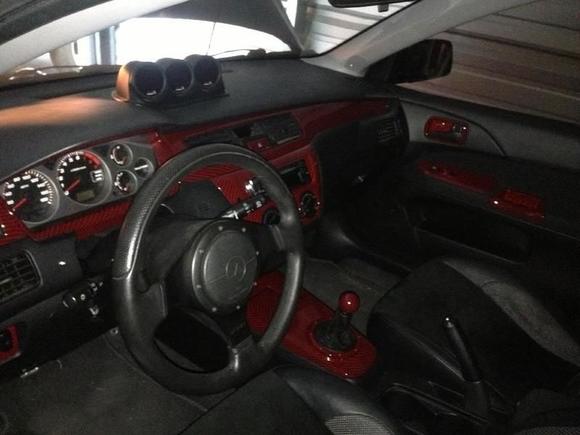 Red carbon had to make the car look as good as the outside. Especially with all the hardwork you would want to have something to be proud of when your driving it