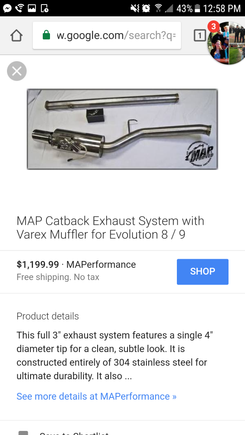 Heres the website description;

This full 3" exhaust system features a single 4" diameter tip for a clean, subtle look. It is constructed entirely of 304 stainless steel for ultimate durability. It also features a v-band disconnect for easy installation and removal, and includes all necessary hardware and gaskets.

The Varex Muffler

VAREX mufflers combine both the design technology of the stock muffler and the performance muffler into one single compact unit. A sophisticated butterfly valve me-
