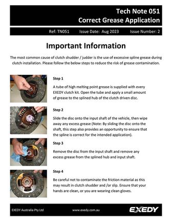 ^ Exedy Tech Note 051 - Correct Grease Application.