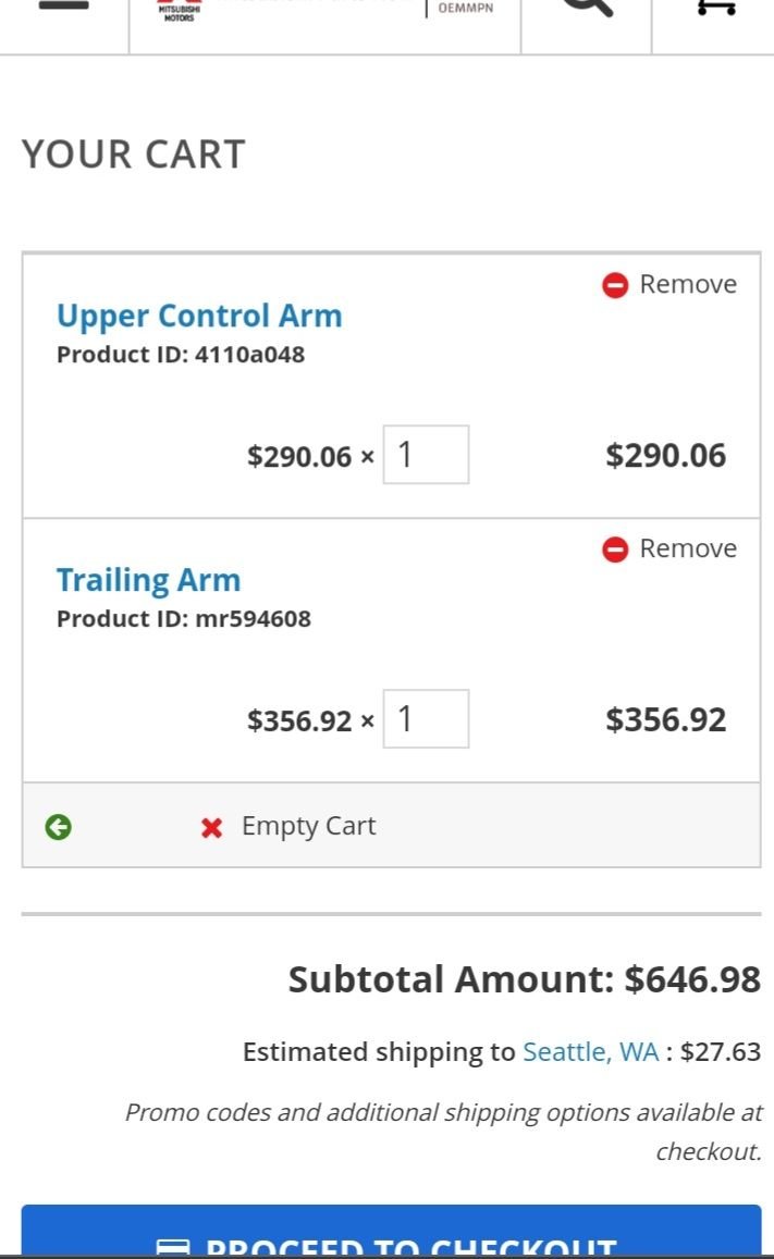Steering/Suspension - New OEM Evo 7/8/9 rear control arm and trailing arm - New - 2001 to 2007 Mitsubishi Lancer Evolution - Portland, OR 97225, United States
