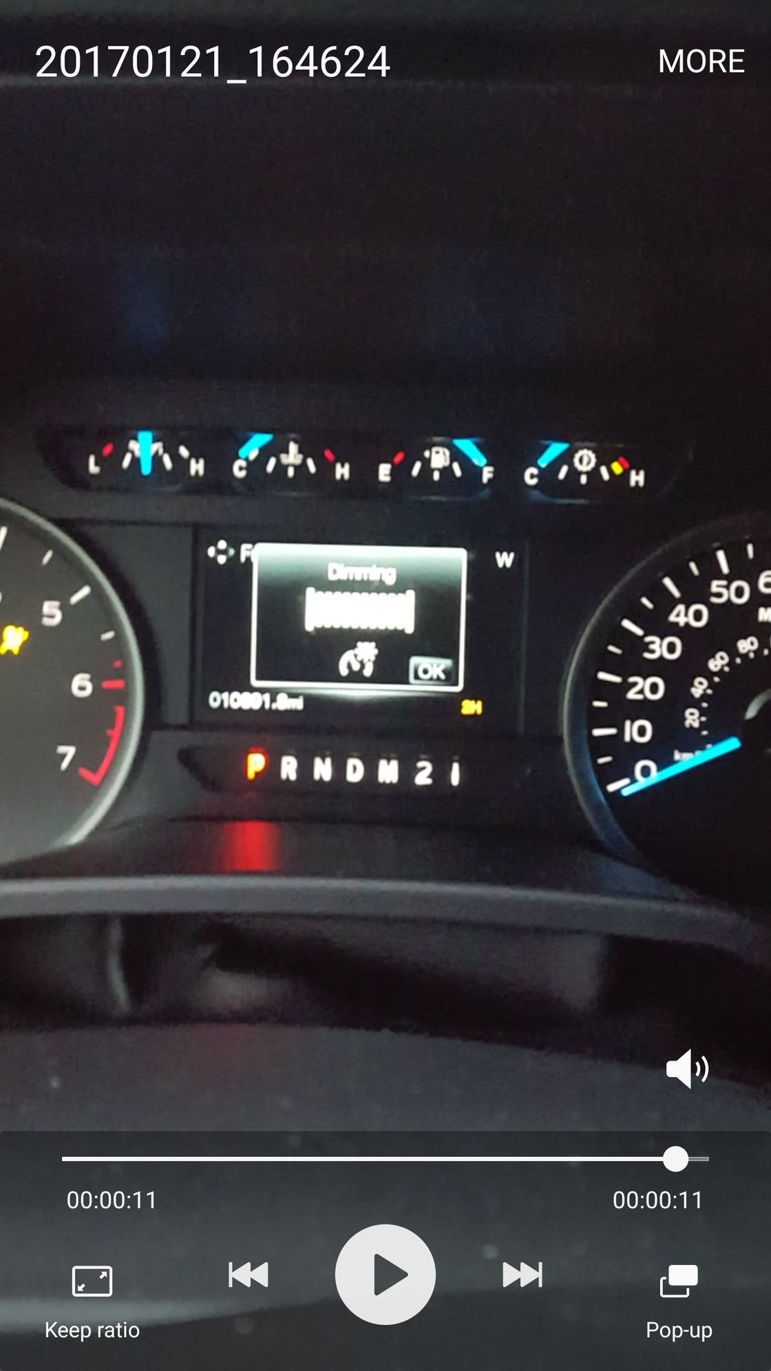 HUD displays "Dimming" when I start the truck in the afternoon. Ford