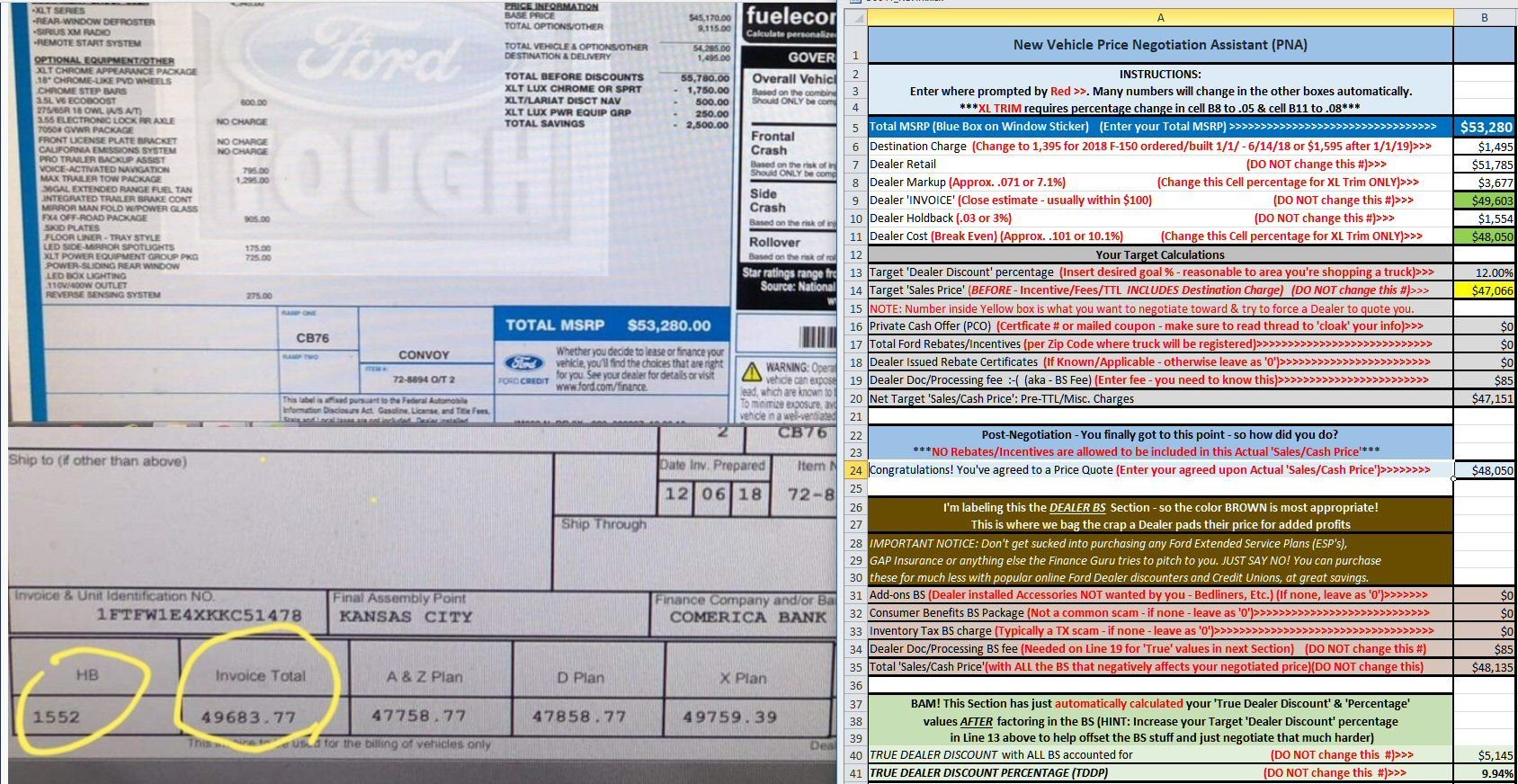 Just tell us your under invoice price paid. Page 884 Ford F150