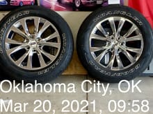 20" OEM Chrome-like PVD wheels and Goodyear Wrangler Kevlar 275/55R20 tires.