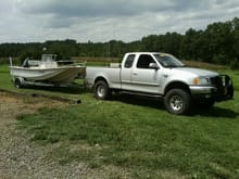 F150 doing a little work pulling the boat to go fishing