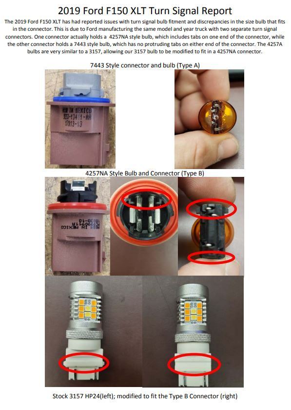 2019 F150's have 2 different size turn signal bulbs Ford F150 Forum