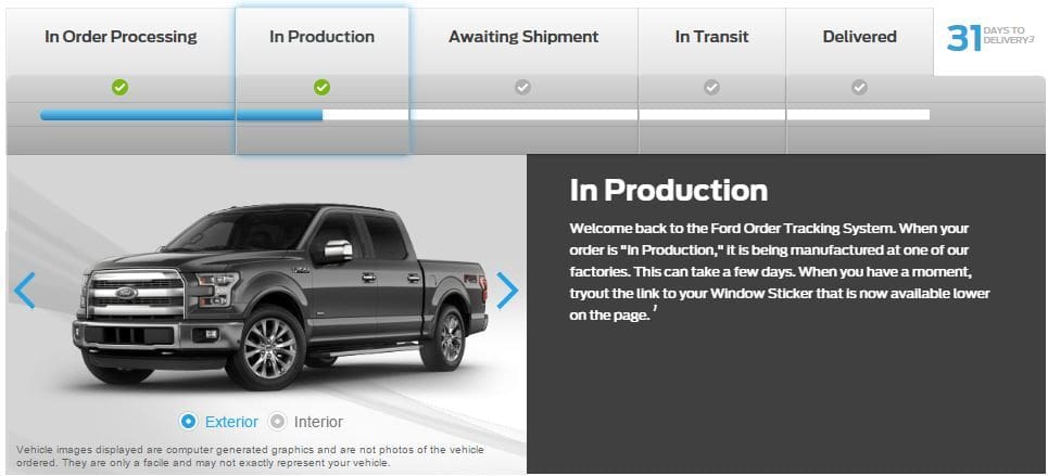 Ford delivery tracking vin #2