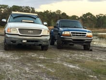 98 f150 & 98 ranger, a buddy of mine found a good fishing spot in pasco county but got stuck so i went an pulled em out.