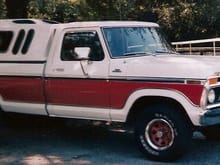This was a picture taken on a trip down the coast of my '77 after the '89 repaint, this was October '89 in SC.

That was a heavy fibreglass shel, I had it painted too, but I traded it away on some tree work one day.    Just too heavy to take off / put on alone safely thougfh I did a few times, and I did nopt want to leave it on.  Besides, made black streaks on bedsides.